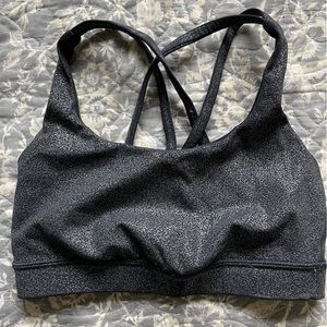 Black metallic LuluLemon sports bra